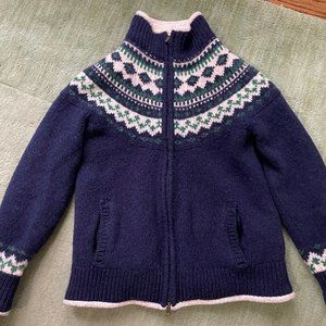 LL Bean Fair Isle Nordic Wool Zip Sweater XS